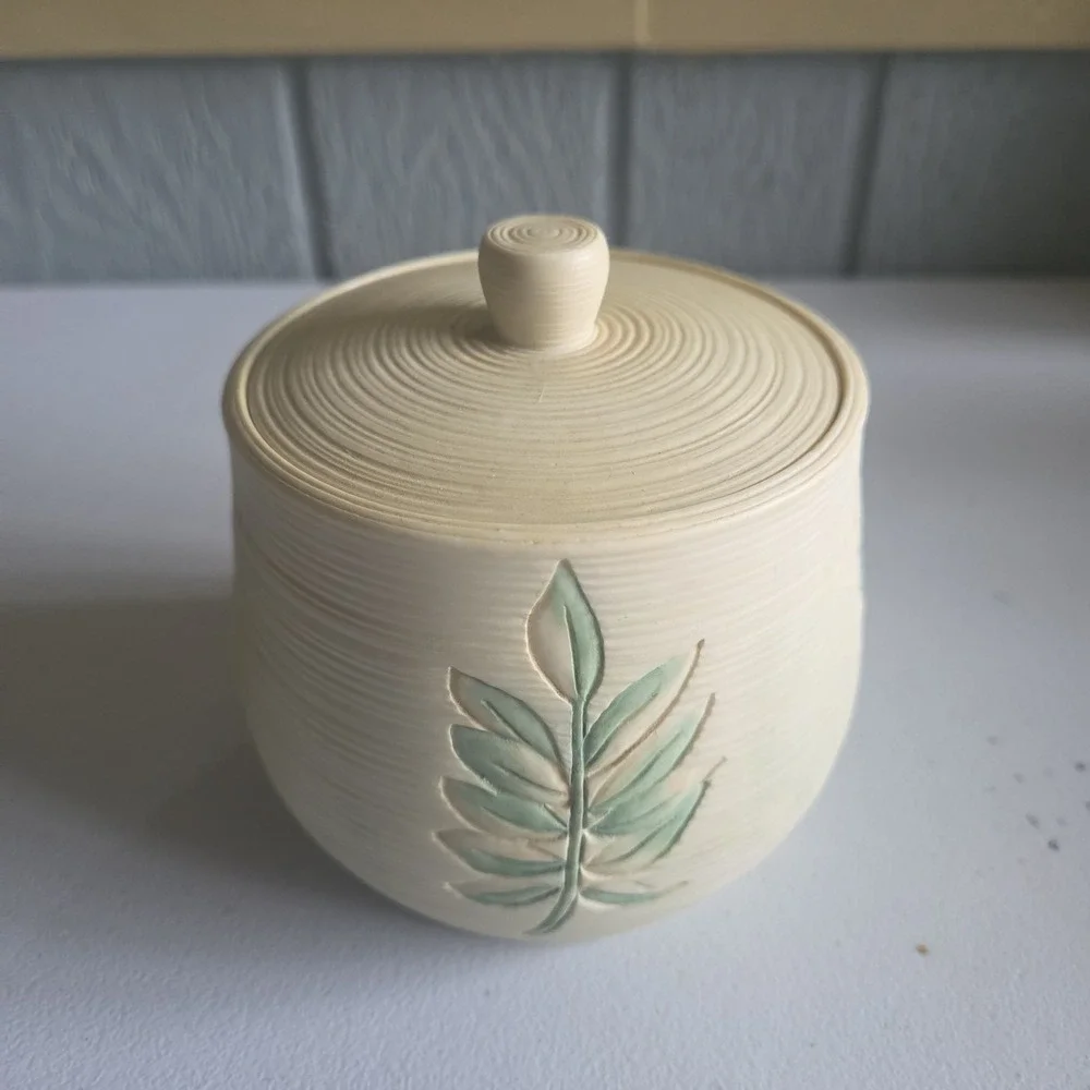Shabby Chic Floral Embossed Bathroom Canister Lid Cotton Jar Floral Handpainted